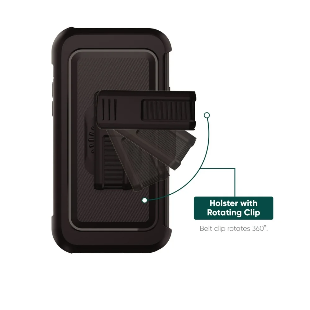 Onn Rugged Phone Case With Holster for iphone 13 pro Max / iphone 12 pro Max